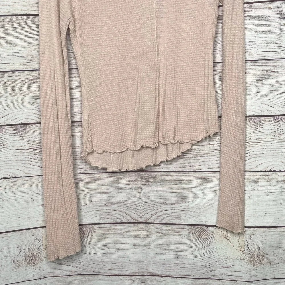 Intimately Free People Make It Easy Thermal Mock Turtle Pink Long Sleeve Top XS